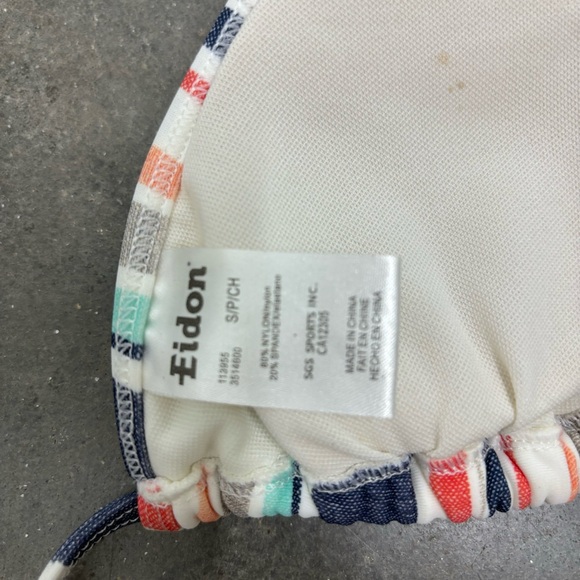 Eidon Womens Small bikini Blue Pink stripedSwim beach Beachy top - Picture 4 of 4